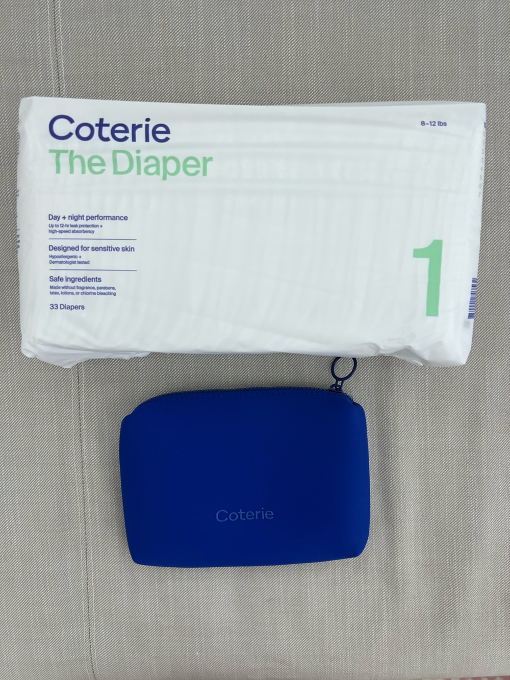 Coterie Diaper Size 1 - 8-12 lbs + zip pouch